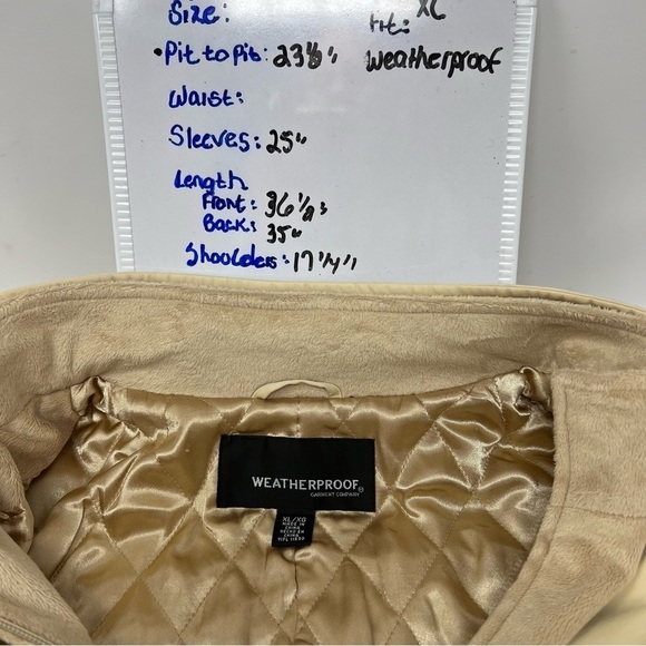 Weatherproof All Weather Mid Length Car Coat Ivory Size XL Insulated Zip Classic - Picture 10 of 13